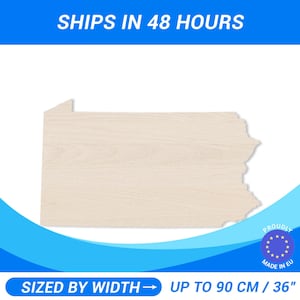 Personalized Wooden Pennsylvania State Shape • Custom Cut To Size Baltic Birch Plywood • Premium A/B 1/2 Wood Sheets For DIY Projects, Craft