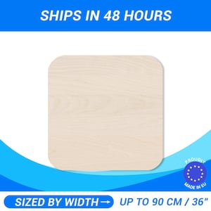 Personalized Wooden Rounded Square Shape • Custom Cut Baltic Birch Plywood • Premium A/B 1/2 Wood Sheets For DIY Projects Woodworking Crafts