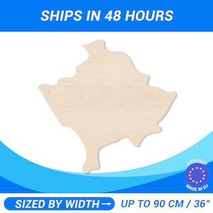 Personalized Wooden Kosovo Shape • Custom Size Baltic Birch Plywood • Premium A/B (1/2) Wood Sheets For DIY Projects • Crafts 1&quot; to 60&quot;