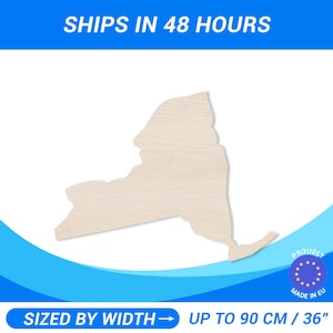 Personalized Wooden New York State Shape • Custom Cut To Size Baltic Birch Plywood • Premium A/B (1/2) Wood Sheets For DIY Projects, Craft