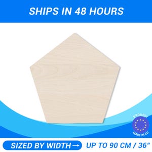 Personalized Wooden Pentagon Shape • Custom Cut Baltic Birch Plywood • Premium A/B 1/2 Wood Sheets For DIY Projects Woodworking Crafts