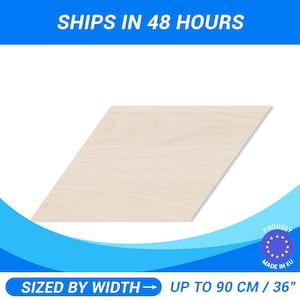Personalized Wooden Parallelogram Shape • Custom Cut Baltic Birch Plywood • Premium A/B 1/2 Wood Sheets For DIY Projects Woodworking Crafts