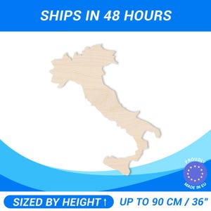 Personalized Wooden Italy Shape • Custom Size Baltic Birch Plywood • Premium A/B (1/2) Wood Sheets For DIY Projects • Crafts 1&quot; to 60&quot;