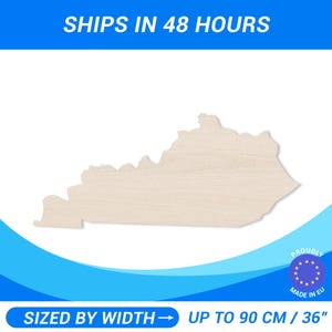 Personalized Wooden Kentucky State Shape • Custom Cut To Size Baltic Birch Plywood • Premium A/B (1/2) Wood Sheets For DIY Projects, Crafts