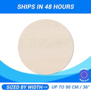 Personalized Wooden Round Circle Shape • Custom Cut Baltic Birch Plywood • Premium A/B 1/2 Wood Sheets For DIY Projects Woodworking Crafts