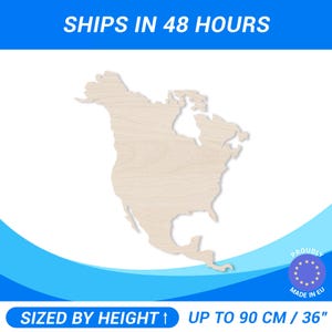 Personalized Wooden North America Shape • Custom Cut To Size Baltic Birch Plywood • Premium A/B (1/2) Wood Sheets For DIY Projects, Crafts