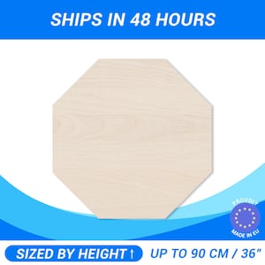 Personalized Wooden Octagon Shape • Custom Cut Baltic Birch Plywood • Premium A/B 1/2 Wood Sheets For DIY Projects Woodworking Crafts