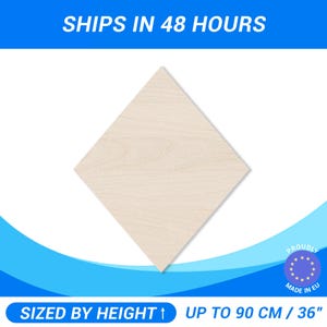 Personalized Wooden Rhombus Shape • Custom Cut Baltic Birch Plywood • Premium A/B 1/2 Wood Sheets For DIY Projects Woodworking Crafts