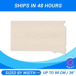 Personalized Wooden South Dakota State Shape • Custom Cut To Size Baltic Birch Plywood • Premium A/B 1/2 Wood Sheets For DIY Projects, Craft