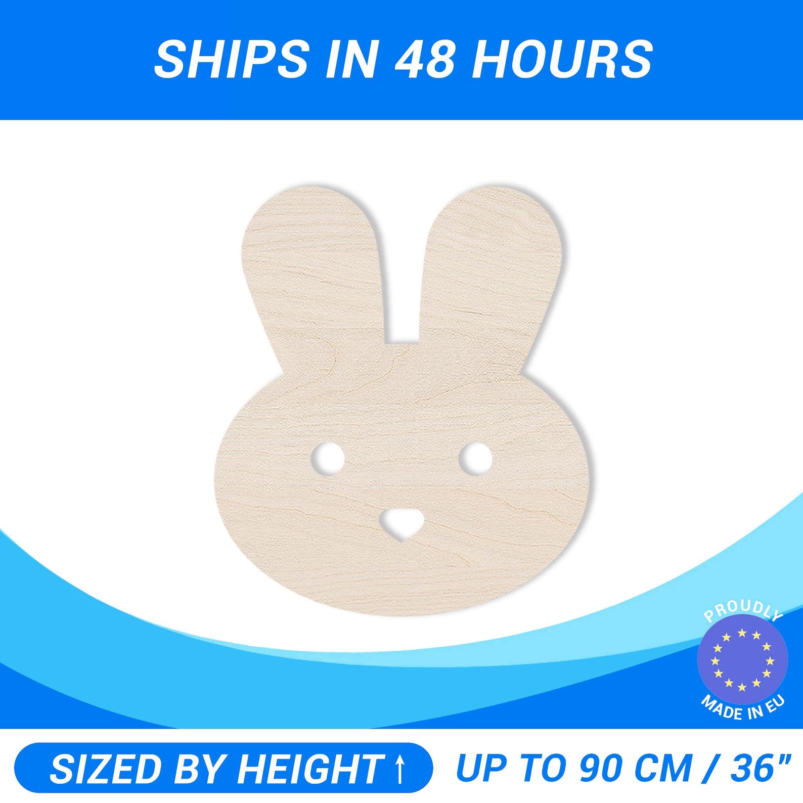 Personalized Wooden Rabbit Head Shape • Custom Cut to Size Baltic Birch ...