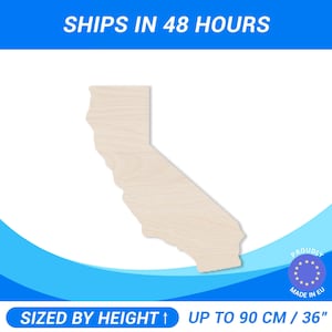 Personalized Wooden California State Shape • Custom Cut To Size Baltic Birch Plywood • Premium A/B (1/2) Wood Sheets For DIY Projects, Craft