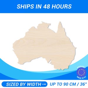 Personalized Wooden Australia Shape • Custom Cut To Size Baltic Birch Plywood • Premium A/B (1/2) Wood Sheets For DIY Projects, Crafts