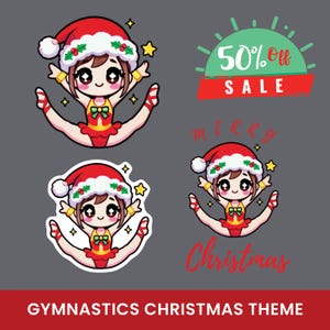 Gymnastics Christmas png, Christmas Gymnastics PNG, Cheerleader stickers Gymnastics Christmas Stickers, Christmas Gymnastics Stickers,