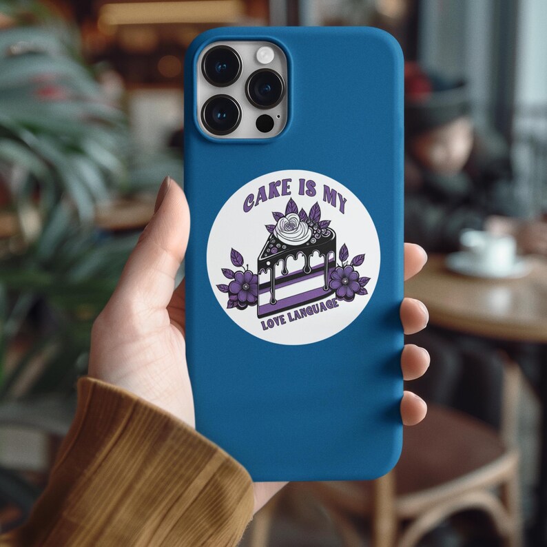 eaturing a whimsical cake adorned with the asexual flag colors, flowers, and the playful phrase “Cake Is My Love Language,” this high-quality PNG is perfect for creating stickers, t-shirts, cards, and more.