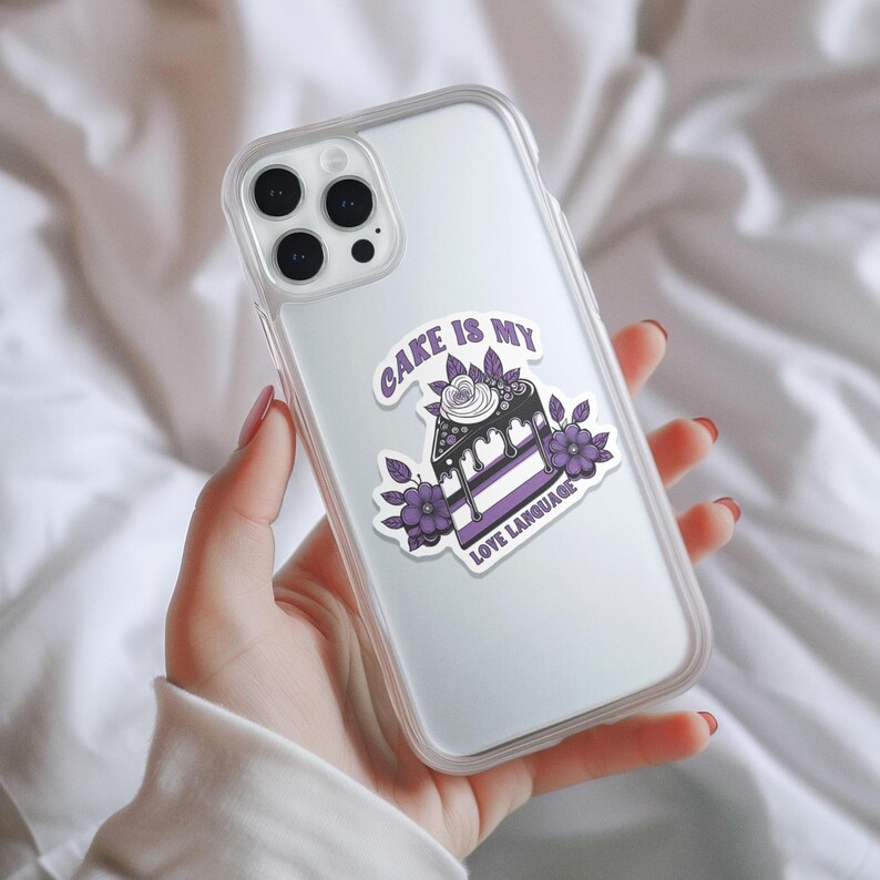 eaturing a whimsical cake adorned with the asexual flag colors, flowers, and the playful phrase “Cake Is My Love Language,” this high-quality PNG is perfect for creating stickers, t-shirts, cards, and more.