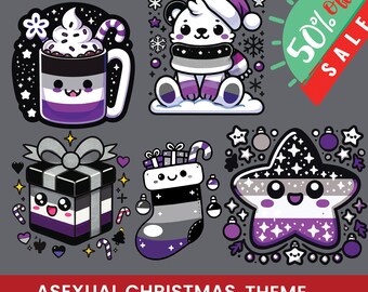 Asexuelle Weihnachtsaufkleber, Kawaii Pride Designs (svg, png, dxf, eps)