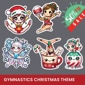 Christmas gymnastics stickers, Gymnastics holiday SVG, Christmas gymnastics png, cheer christmas png, Gymnastics gifts, Gymnastics