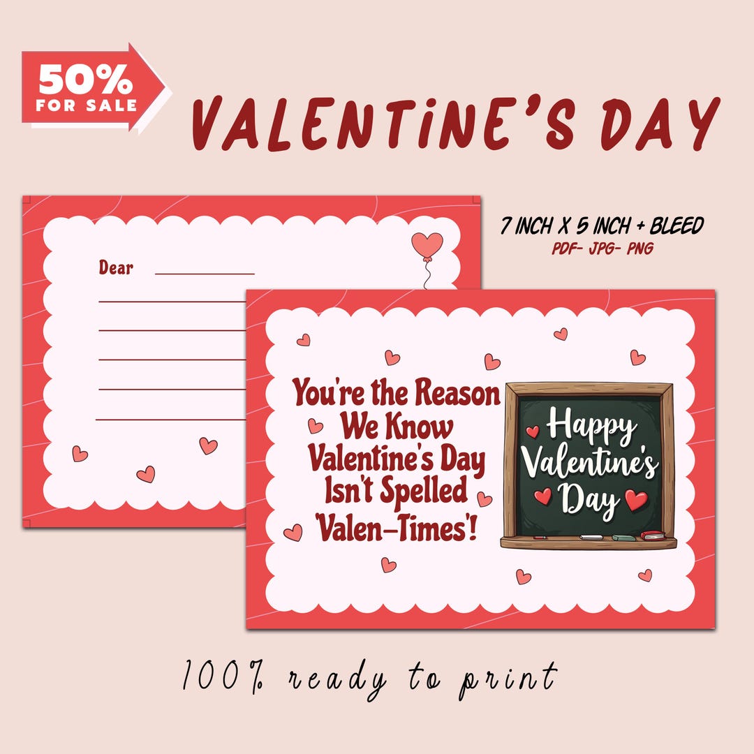 Funny Valentine’s Day Card Printable, Valentine’s Day Card for Teachers