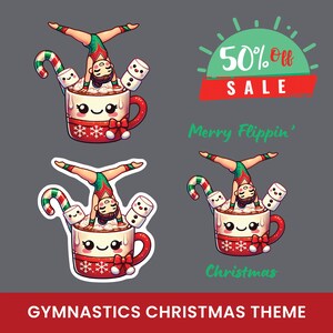 Dance Mom Png, Gymnastics Mom png, Holiday Gymnastics Stickers, Holiday Dance Stickers Kawaii Gymnastics Christmas PNG, Christmas Dance Png