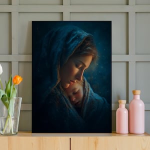 Mother and Child Canvas Art: Christian Family Wall Decor