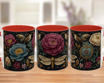 Luna Moth Ceramic Mug: Celestial Insect Art, Gothic Nature Cup