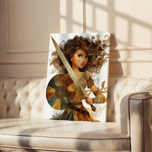 Warrior Woman Framed Canvas Art: Feminist Home Decor