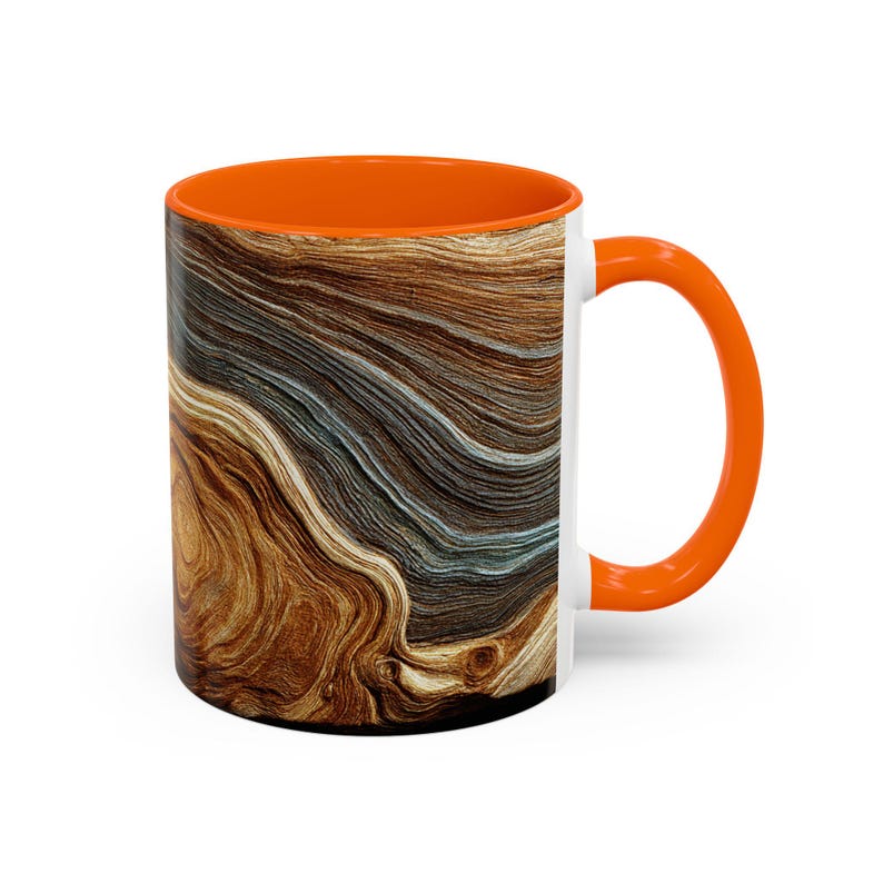 Abstract Wood Inspired Coffee Mug, Teal Gold, Nature Lover Gift, Modern Kitchen Decor, Giftful Mug, Ceramic Coffee Cup, Kitchen Drinkware image 5