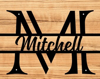Custom Split Letter Monogram Metal Sign, Personalized Last Name Family Wall Decor, Custom Metal Letter Sign for Front Door or Living Room