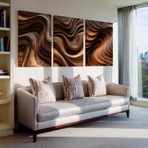 Waved Wood Canvas Print | Abstract Natural Wood Texture Wall Art - Neutral Rustic Decor for Living Room, Bedroom or Office, Entryway Artwork