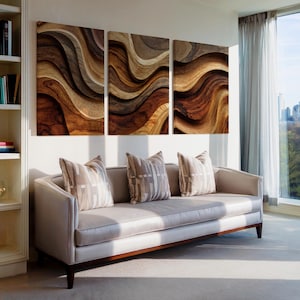 Waved Wood Canvas Print | Abstract Natural Wood Texture Wall Art - Neutral Rustic Decor for Living Room, Bedroom or Office, Entryway Artwork