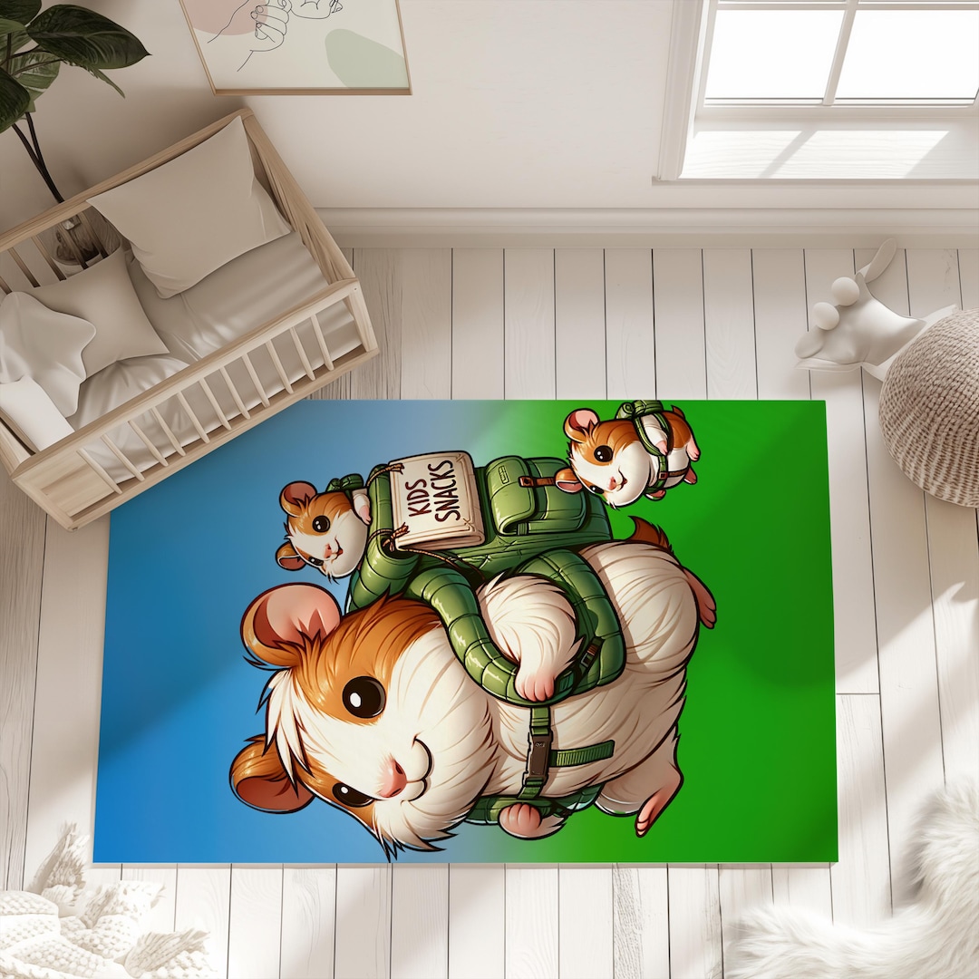 Guinea Pig Kids Bedroom Area Rug, Cute Funny Animal Nursery Carpet ... - Guinea Pig Carpet Ideas