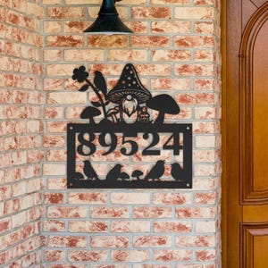 Custom Mushroom Metal Address Sign: Cottagecore Home Decor