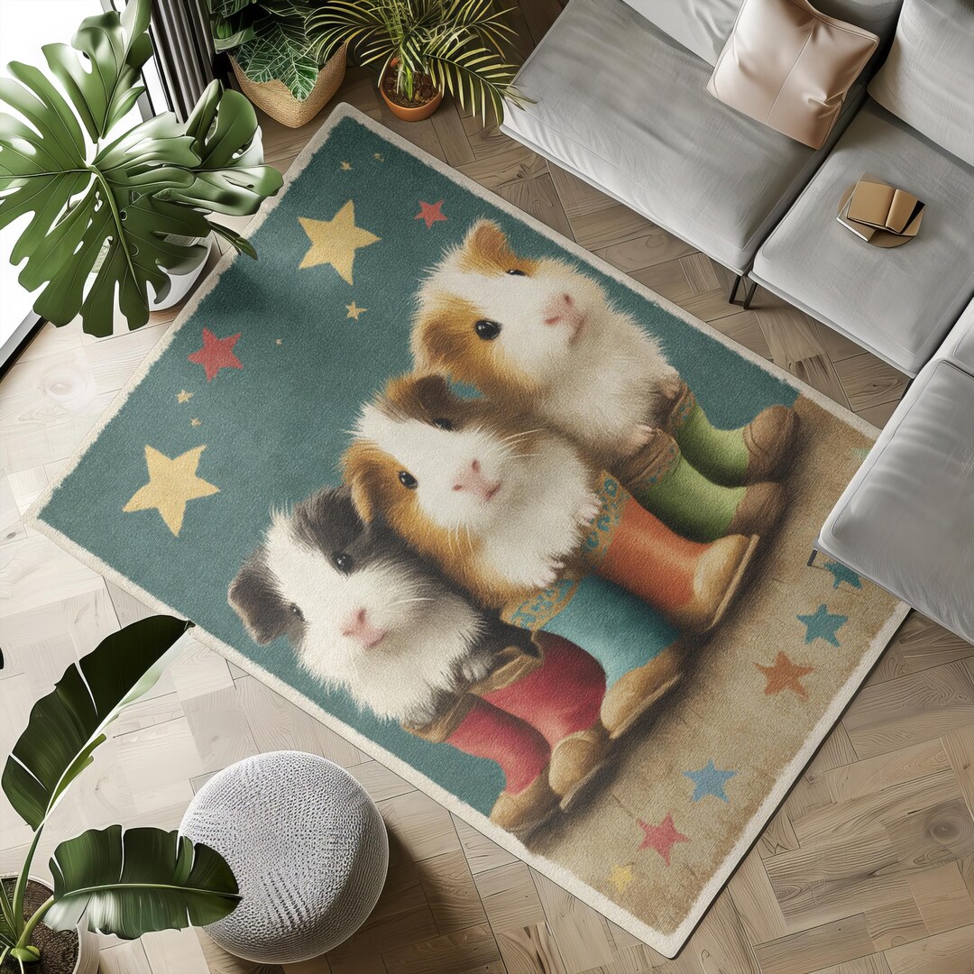 Hamster Rug Funny Guinea Pig Nursery Area Rug, Hamster Lover Printed Bedroom Carpet ...