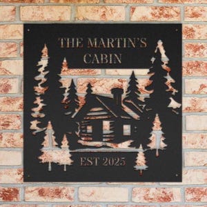 Personalized Pine Tree Metal Sign: Custom Cabin or House Name