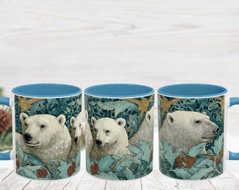 Polar Bear Winter Coffee Ceramic Mug, Hot Chocolate Mug, Cozy Winter Mug