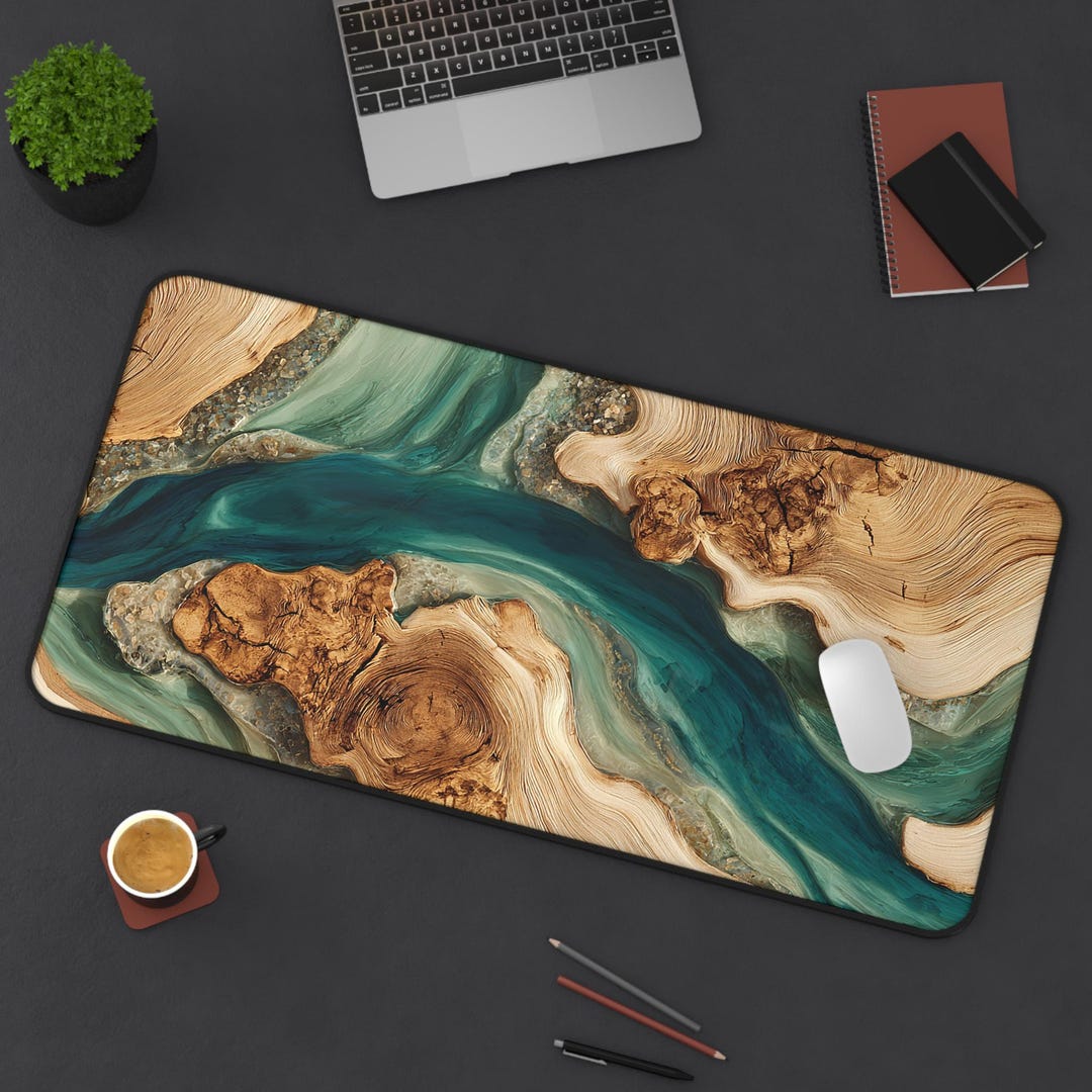 Computer Mat For Desk Resin Wood Style Lover Desk Mat, Large Computer Mat for Writing ...