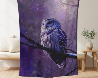 Owl Lover Blanket – Sherpa & Velveteen Plush Throw | Soft Cozy Family Blanket | Woodland Owl Decor | Perfect Owl Lover Gift