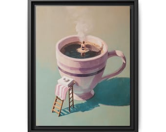 Coffee Diver Print: Morning Coffee Canvas – Comfort Wall Art for Calm Home SpacesFunny Kitchen Decor, Coffee Lover Gift,