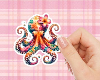 Colorful Octopus Art Sticker: Whimsical Sea Creature Vinyl Decal NOT WATERPROOF