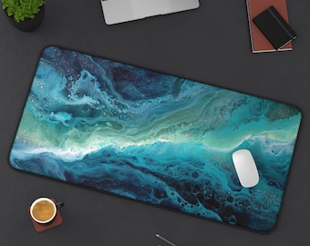 Blue Ocean Coastal Desk Mat: Non-Slip Neoprene Mouse Pad