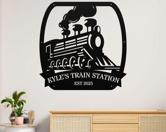 Custom Railway Station Metal Sign, Personalized Rusty Train Wall Sign -Vintage Railroad Decor for Home or Garden, Gift for Train Lovers