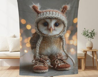 Funny Owl Lover Blanket – Sherpa & Velveteen Plush Throw | Soft Cozy Family Blanket | Woodland Owl Decor | Perfect Owl Lover Gift
