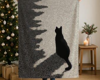 Black Cat Plush Blanket: Velveteen Soft Throw, Cat Lover Gift