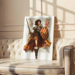 Warrior Woman Framed Canvas Art: Feminist Home Decor