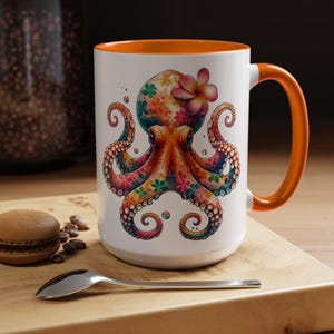 Floral Octopus Coffee Mug: Colorful Sea Creature Gift