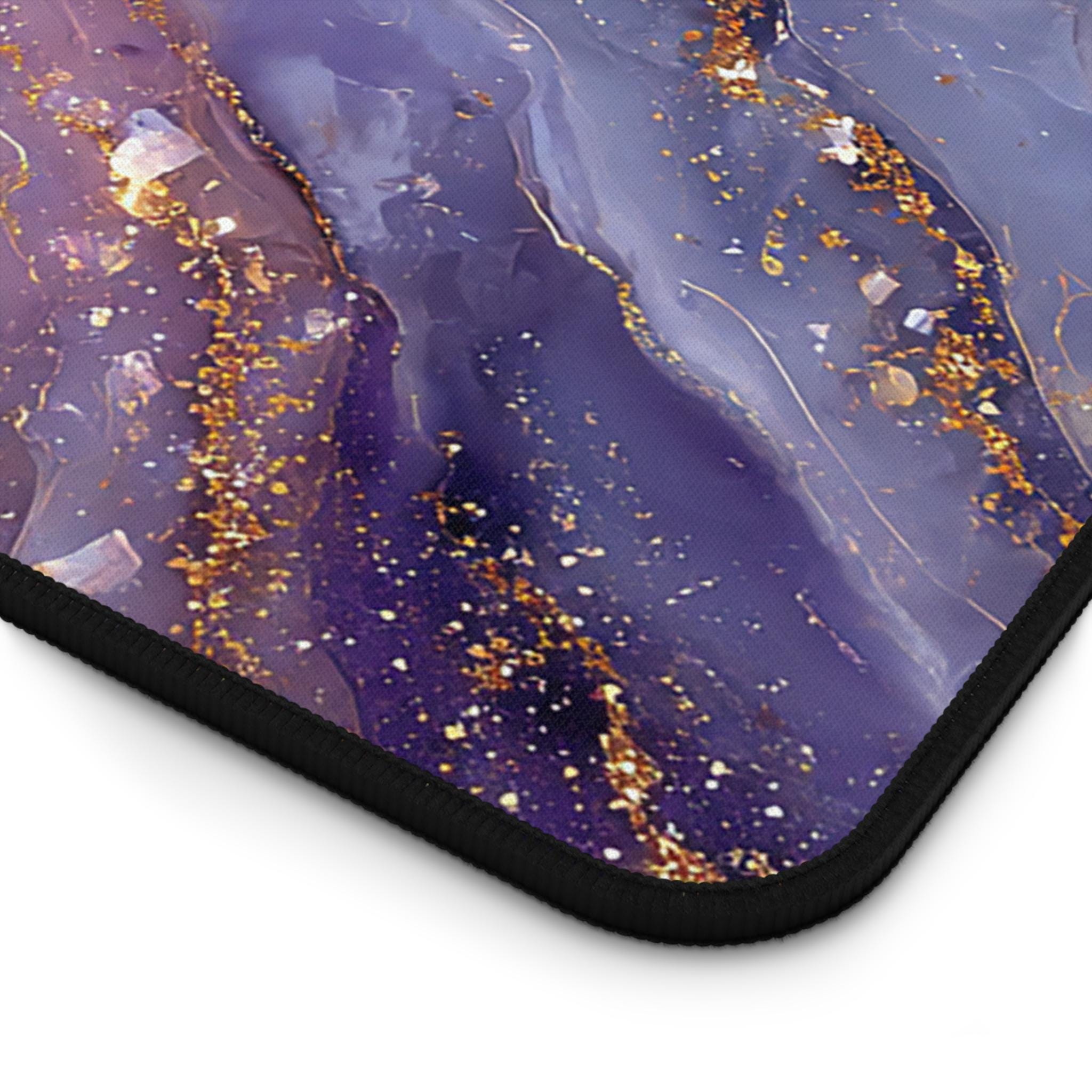Purple Gold Marble Style Desk Mat, Abstract Large Computer Mat for ...