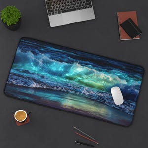 Tapis de bureau Ocean Wave : grand néoprène pour ordinateur et tapis de jeu