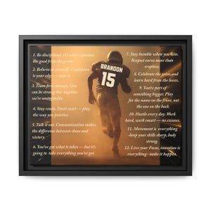 Football Life Lessons Personalized Canvas Print | Custom Name & Number Wall Art - Football Gift for Boys and Men, Sports Room Home Decor