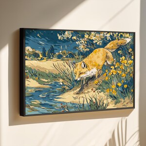 Abstract Fox Framed Canvas Art: Nature-Themed Wall Decor