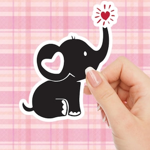 Schattige babyolifant kiss-cut stickers, schattige dieren vinyl stickers, olifant minnaar cadeau, decor kinderkamer, laptop sticker, waterfles sticker